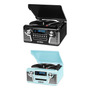 Tocadiscos Retro Bluetooth 3 Velocidades Cd Am Fm Negro Teal Color