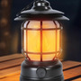 Luz De Camping Vintage Ip65 Efecto Llama Y Blanco Portátil Black
