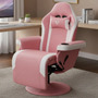 Sillón Gamer Reclinable Con Masaje Eléctrico Color Rosa Rosa Material Del Tapizado