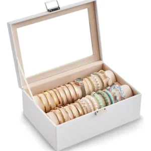 Caja Organizadora Para Pulseras Con 2 Rollos Gran Capacidad Blanco
