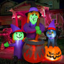 Bruja Inflable Halloween 180 Cm Con Caldero Led Decoración J
