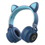 Audífonos Diadema Bluetooth Gato Inalámbricos 46 Horas Azul Azul Marino