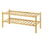 Zapatero De Madera De Bambú Apilable 2 Niveles Ahorro De Esp