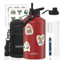 Botella De Agua Aislada 2.6 L Fría 48 Horas Libre De Bpa Roj Rojo