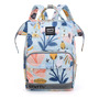 Mochila Pañalera Multifuncional Impermeable Gran Capacidad F Flores Azules Diseño De La Tela