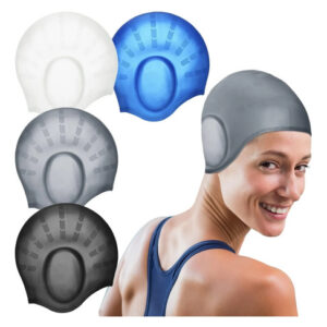 4 Gorros Natación Silicona Protección 3d Oídos Antideslizant Negro Talla Unica