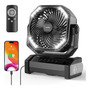 Ventilador De Camping Recargable 20000 Mah Con Luz Y Control Negro