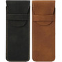 Estuche De Cuero Para Plumas Y Lápices 2 Compartimentos Negr
