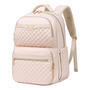 Mochila Térmica Beige Para Portátil Y Almuerzo Resistente Al Beige Acolchado (rombos)