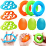 Set De 9 Ejercitadores De Mano Terapéuticos Silicona Verde, Naranja, Azul