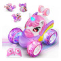 Auto Control Remoto Unicornio Rosa Acrobático Giratorio 360