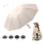 Paraguas Plegable Automático Resistente Al Viento Y Lluvia Beige Diseño De La Tela