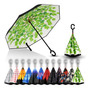 Paraguas Invertido Doble Capa Antiviento Impermeable Grande Maple Verde Diseño De La Tela