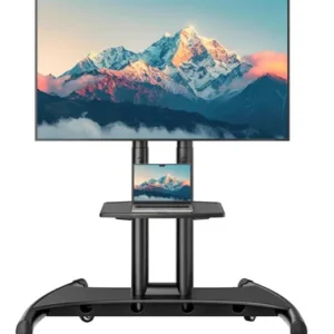 Soporte Tv Rodante Altura Ajustable Para Pantallas 32 A 83 P Negro