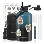 Botella De Agua Aislada 2.6 Litros Fría 48 Horas Negra Azul Negro/azul