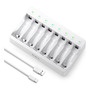 Cargador De Pilas Aa Aaa 8 Bahías Carga Rápida Micro Usb