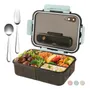 Fiambrera 1500ml Con 3 Compartimentos Y Utensilios Portátil Azul