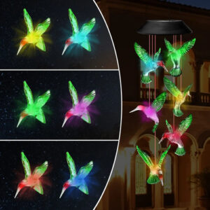Colibrí Decorativo Solar Colgante Luz Led Cambio Color Verde