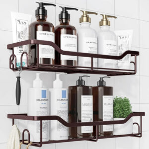 Organizador De Ducha Grande Inoxidable Montado En Pared Café