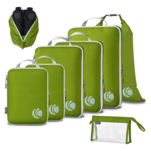 Juego De 8 Bolsas Organizadoras De Viaje Compresión Y Ahorro Verde