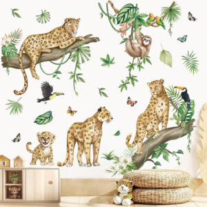 Calcomanías De Pared Leopardo Selva Para Bebés Y Niños 2 Pie Multi