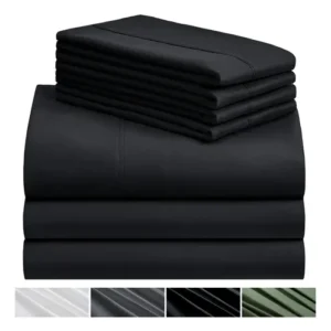 Juego De Sábanas De 4 Piezas Para Cama Queen Negro Suave Hip