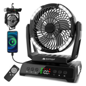 Ventilador De Camping Recargable 20000 Mah 9 Velocidades Con Negro