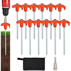 Paquete De 12 Estacas De Acero 20 Cm Resistentes Para Tienda Naranja