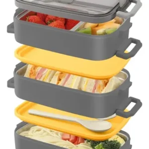 Fiambrera Térmica Bento Box 2250 Ml Acero Inoxidable Gris Gris