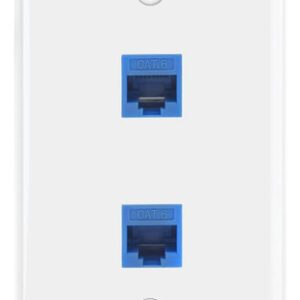Placa De Pared Ethernet 2 Puertos Cat6 Azul Conector Rj45