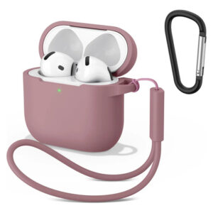 Funda De Silicona Rosa Para Apple AirPods 4 2024 Con Mosquet