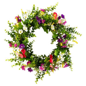 Corona De Flores Margarita Artificial Para Colgar 43 Cm Deco