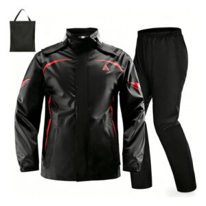 Impermeable Moto Hombre Mujer Traje Lluvia 3 Piezas Rojo