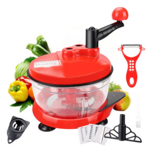 Procesador Manual De Alimentos 2l 3 Modos 5 Cuchillas Acero