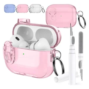 Funda Rosa Para AirPods 4 Con Limpieza Y Protección Automáti