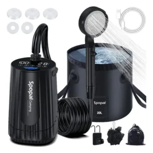 Regadera Portátil Recargable 20l Ipx8 5 Velocidades Camping Negro