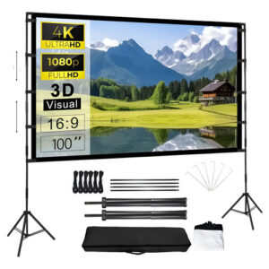 Pantalla Para Proyector 100 Pulgadas 4k Hd Soporte Ajustable