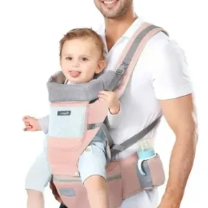 Mochila Portabebé Ergonomica Rosa Algodón Transpirable 0 A 3 Rosa