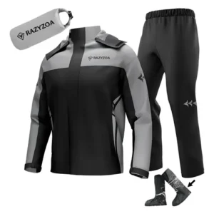 Traje Impermeable Lluvia Motocicleta Chaqueta Y Pantalones Gris True