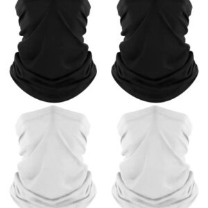 Bandanas Unisex Protegidas Uv Para Outdoor 4 Piezas Negras Y 2 Negro+2 Blanco Diseño De La Tela Talla Única