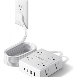 Regleta Multicontacto 12 En 1 3 Metros Enchufe Plano Blanco