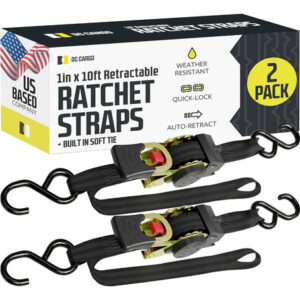 Correas De Carraca Retráctiles Automáticas 2 Unidades 1x3m Negro