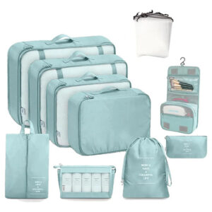 Organizador De Viaje Azul 13 Piezas Impermeable Maleta Azul