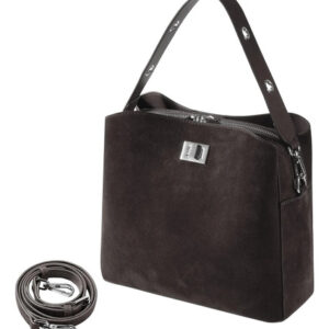 Bolso De Gamuza De Piel Genuina Gris Para Mujer Estilo Clási