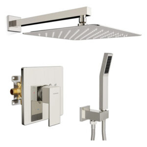 Ducha De Lluvia 10 Pulgadas Gris Cepillado Montaje En Pared