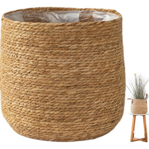 Cesta De Mimbre Natural Para Plantas 20 Cm Decorativa Marrón