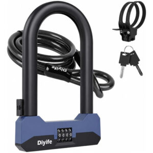 Candado En U Para Bicicleta Antirrobo Con Cable 1.5m 4 Dígit