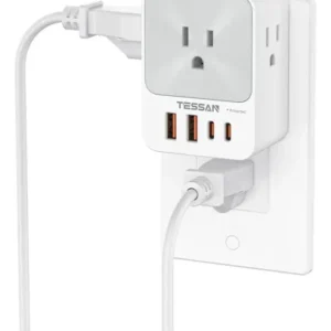 Regleta Multicontacto Pared 20w Con 3 Enchufes Y 4 Usb Gris