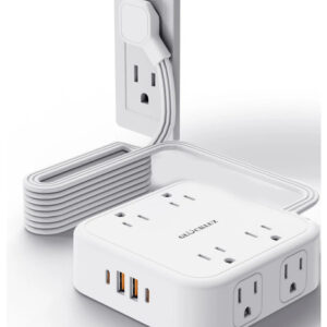 Regleta Multicontacto 8 Enchufes 4 Usb Diseño Plano Blanco