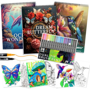 Libros Para Colorear Adultos Con 36 Marcadores Doble Punta